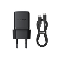 Мережевий зарядний пристрій Baseus Palm Fast Charger 1C 30W EU Cluster Black(With: Baseus Mini White Cable Type-C to Type-C 60W(20V/3A) 1m Cluster Bla