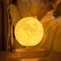 Магнітна левітаційна лампа HCNT Levitating Lamp Moon Light Wood Grain (Цвет Light Wood Grain) - фото № 4