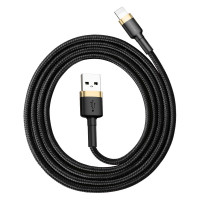 Кабель Baseus Cafule Cable USB For Lightning 2.4A 1m Gold+Black (Колір Черный) - фото № 4