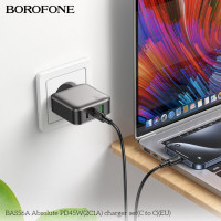 Мережевий зарядний пристрій BOROFONE BAS56A Absolute PD45W (2C1A) charger set (C to C) (EU) Black (Цвет 7073) - фото № 8