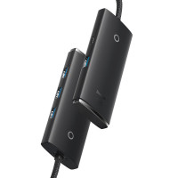USB-хаб Baseus Lite Series 4-Port Type-C HUB Adapter (Type-C to USB 3.0*4) 25cm Black (Колір 7073) - фото № 5