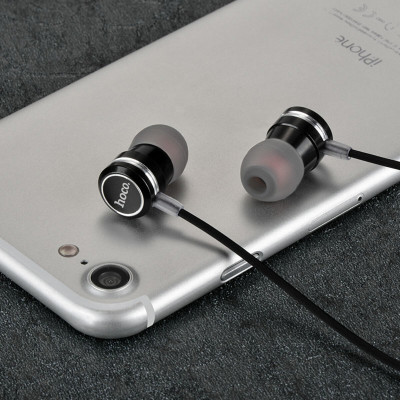 Навушники HOCO M16 Ling sound metal universal earphone with mic Black (6957531051701) - изображение 4