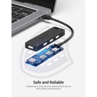USB-хаб Vention Type-C to 4-Port USB 3.0 Hub with Power Supply Black 0.5M ABS Type (Цвет Черный) - фото № 7
