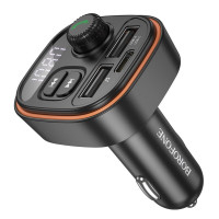 АЗП з FM-модулятором BOROFONE BC59 Heroic car BT FM transmitter Black (Колір 7073) - фото № 3