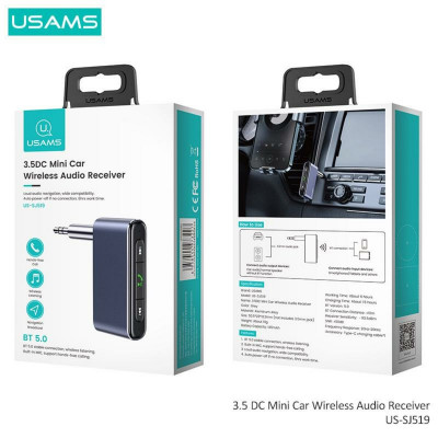 Bluetooth ресивер Usams US-SJ519 3.5DC Mini Car Wireless Audio Receiver BT5.0 Grey (SJ519JSQ01) - зображення 5
