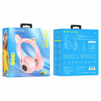 Бездротові навушники BOROFONE BO18 Cat ear BT headphonesPink (Колір Розовый) - фото № 3