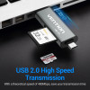 Картрідер Vention USB2.0 Multi-function Card Reader Gray (CCJH0) - зображення 5