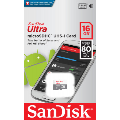 microSDHC (UHS-1) SanDisk Ultra 16Gb class 10 (80Mb/s) - изображение 2