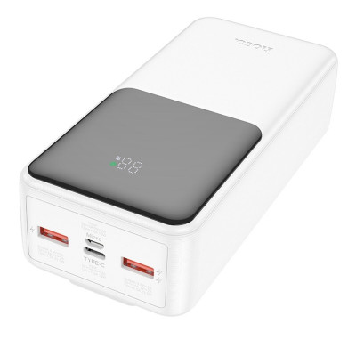 Зовнішній акумулятор HOCO J119B Sharp charger 22.5W+PD20 fully compatible power bank with digital display and cable(30000mAh) White - изображение 2