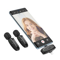 Бездротова мікрофонна система HOCO L15 Dual-mic clip-on wireless digital microphone (iP/Type-C) Black (Цвет 7073) - фото № 7