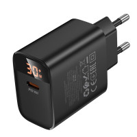 Мережевий зарядний пристрій BOROFONE BA97A Ilustre single-port PD30W charger with digital display (EU) Black (Цвет 7073) - фото № 6