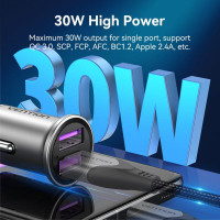 Автомобільний зарядний пристрій Vention Two-Port USB A+A(30/30) Car Charger Gray Mini Style Aluminium Alloy Type (FFEH0) (Цвет Серый) - фото № 8
