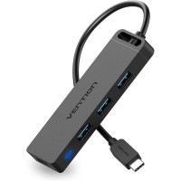 USB-хаб Vention Type-C to 4-Port USB 3.0 Hub with Power Supply Black 0.5M ABS Type (Цвет Черный) - фото № 2