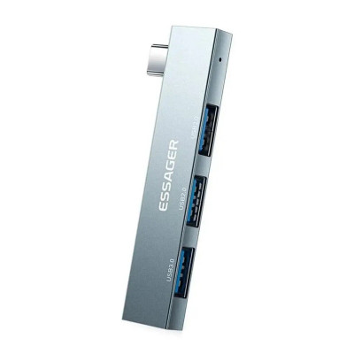 USB-hub ESSAGER (opp bag) Fengyang  3 in 1 Splitter Silver - зображення 1