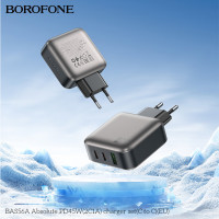 Мережевий зарядний пристрій BOROFONE BAS56A Absolute PD45W (2C1A) charger set (C to C) (EU) Black (Цвет 7073) - фото № 4