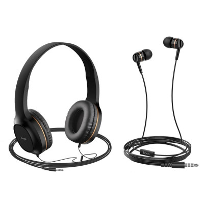 Навушники HOCO W24 Enlighten headphones with mic set Gold (6931474709639) - изображение 1