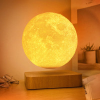 Магнітна левітаційна лампа HCNT Levitating Lamp Moon Light Wood Grain (Цвет Light Wood Grain) - фото № 3