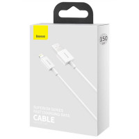 Кабель Baseus Superior Series Fast Charging Data Cable USB to iP 2.4A 1.5m White (Колір White) - фото № 2