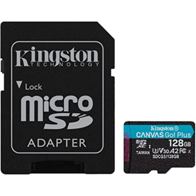 microSDXC (UHS-1 U3) Kingston Canvas Go Plus 128Gb 10 A2 V30 (R170MB/s, W90MB/s) (adapter SD) (SDCG3/128GB) - изображение 2