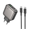 Мережевий зарядний пристрій BOROFONE BAS56A Absolute PD45W (2C1A) charger set (C to C) (EU) Black (7073)- № 5