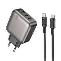 Мережевий зарядний пристрій BOROFONE BAS56A Absolute PD45W (2C1A) charger set (C to C) (EU) Black (Цвет 7073) - фото № 5