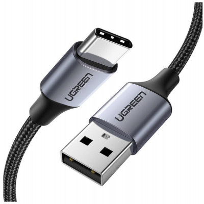 Кабель UGREEN US288 Кабель USB-A 2.0 — USB-C с никелированной алюминиевой оплеткой, 1,5 м (черный) (UGR-60127) (UGR-60127) - изображение 3