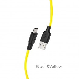 Кабель HOCO X21 Plus USB to Micro 2.4A, 1m, silicone, silicone connectors, Black+Yellow