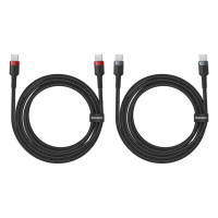 Кабель Baseus Cafule Charging Cable USB-C to USB-C 100W 1m 2pcs Red Black+Grey Black (Колір Red Black+Gray Black) - фото № 6