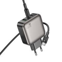 Мережевий зарядний пристрій BOROFONE BAS56A Absolute PD45W (2C1A) charger set (C to C) (EU) Black (Цвет 7073) - фото № 6