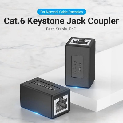 З'єднувач витої пари Vention Cat.6 FTP Keystone Jack Coupler 5 Pack White - изображение 3