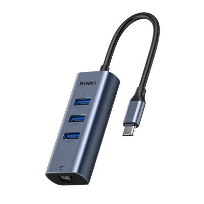 USB-Hub Baseus Enjoy series Type-C to USB3.0*3+RJ45 port HUB adapter Grey - изображение 2