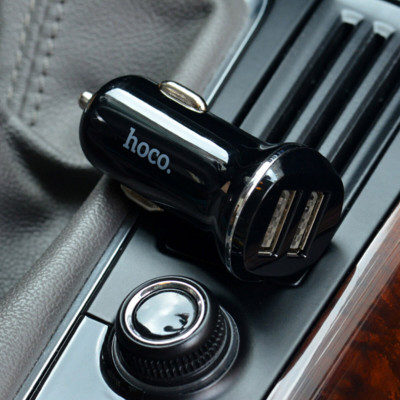 Автомобильное зарядное устройство пристрій HOCO Z1, двухпортовое автомобильное зарядное устройство, черное (6957531035909) - изображение 5