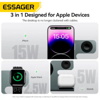 Бездротовий зарядний пристрій Essager  Ruicheng desktop magnetic suction three in one wireless charging of 15W black (Цвет 7073) - фото № 5