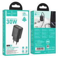 Мережевий зарядний пристрій HOCO N62 Gentle single port PD30W charger (EU) Black (Колір 7073) - фото № 2