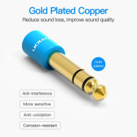 Адаптер Vention 6.35mm Male to 3.5mm Female Audio Adapter Blue Aluminum Alloy Type (VAB-S01-L) (Колір Синий) - фото № 2
