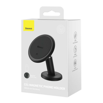 Тримач для мобiльного Baseus C01 Magnetic Phone Holder (Stick-on Version) Black - зображення 1