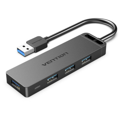 Хаб Vention 4-Port USB 3.0 Hub With Power Supply 0.15M Black (CHLBB) - изображение 1