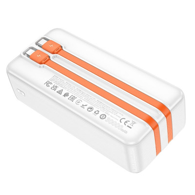 Зовнішній акумулятор HOCO J119B Sharp charger 22.5W+PD20 fully compatible power bank with digital display and cable(30000mAh) White - изображение 3