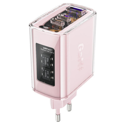 Мережевий зарядний пристрій ACEFAST A45 Sparkling series PD65W GaN (2*USB-C+USB-A) зарядное устройство Cherry Blossom (AFA45CB) - изображение 1