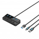 USB-хаб Vention USB 3.0 to USB 3.0 x4+USB C Hub With Individual Power Switches 1M Black (CHWBF)