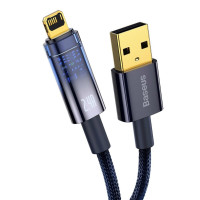 Кабель Baseus Explorer Series Auto Power-Off Fast Charging Data Cable USB to IP 2.4A 2m Blue (Колір Синий) - фото № 4