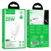 Мережевий зарядний пристрій HOCO N60 Gentle single port PD20W charger (EU) White (Білий)- № 2