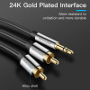 Кабель Vention 3.5mm Male to 2RCA Male Audio Cable 1.5M Black Metal Type (BCFBG) - изображение 3