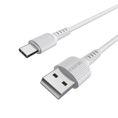 Кабель BOROFONE BX16 USB to Type-C 2A, 1м, ПВХ, разъемы TPE, Белый (BX16CW) - изображение 1