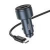 Автомобільний зарядний пристрій HOCO Z57B Glorious 63W dual-port digital display PD45W+QC3.0 car charger set (C to C) Metal Gray (Metal Gray)- № 3