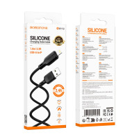Кабель BOROFONE BX113 Lenny silicone charging data cable iP(L=1M) Black (Цвет 7073) - фото № 4