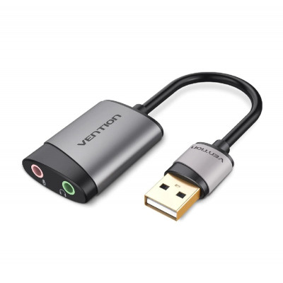 Адаптер Vention USB Внешняя звуковая карта 0.15M Серый Металлический Тип (CDKHB) - изображение 1