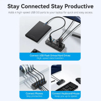 USB-хаб Vention USB 3.0 to USB 3.0 x4+USB C Hub With Individual Power Switches 1M Black (CHWBF) (Цвет 7073) - фото № 3