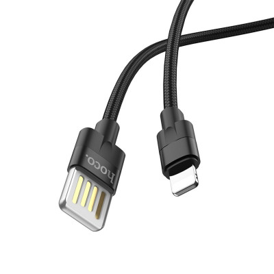 Кабель HOCO U55 USB to iP 2.4A, 1.2m, нейлон. цинкові конектори, чорний (6957531096269) - зображення 1