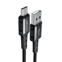 Кабель ACEFAST C1-04 USB to Type-C 3A, 1.2m, nylon aluminum connectors, Black (Цвет 7073) - фото № 3